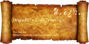 Ungvári Áron névjegykártya